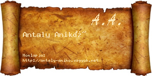 Antaly Anikó névjegykártya